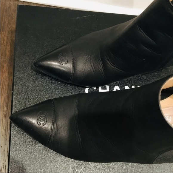 Chanel booties wedges 39.5 black/silver - Picture 7 of 8
